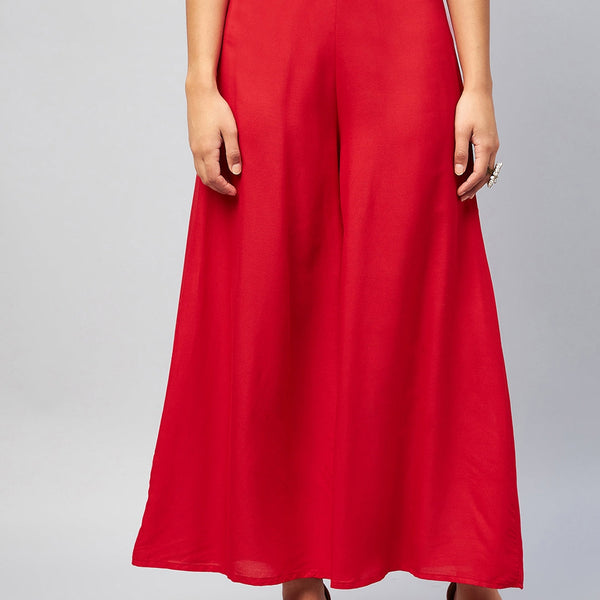 InWeave Solid Red Palazzo - Distacart