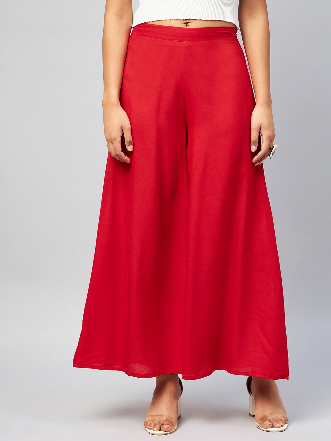 InWeave Solid Red Palazzo - Distacart