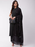 Thumbnail for InWeave Black Bird Print Cotton Dupattas
