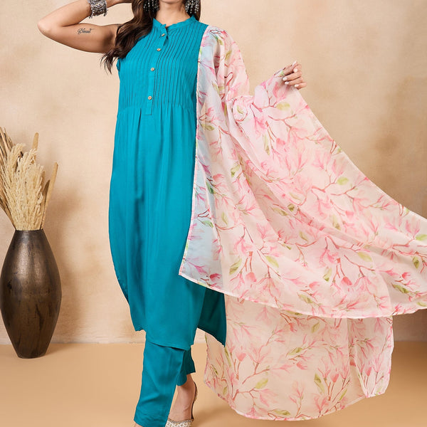 InWeave White Peach Floral Print Organza Dupatta - Distacart