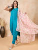 InWeave White Peach Floral Print Organza Dupatta - Distacart