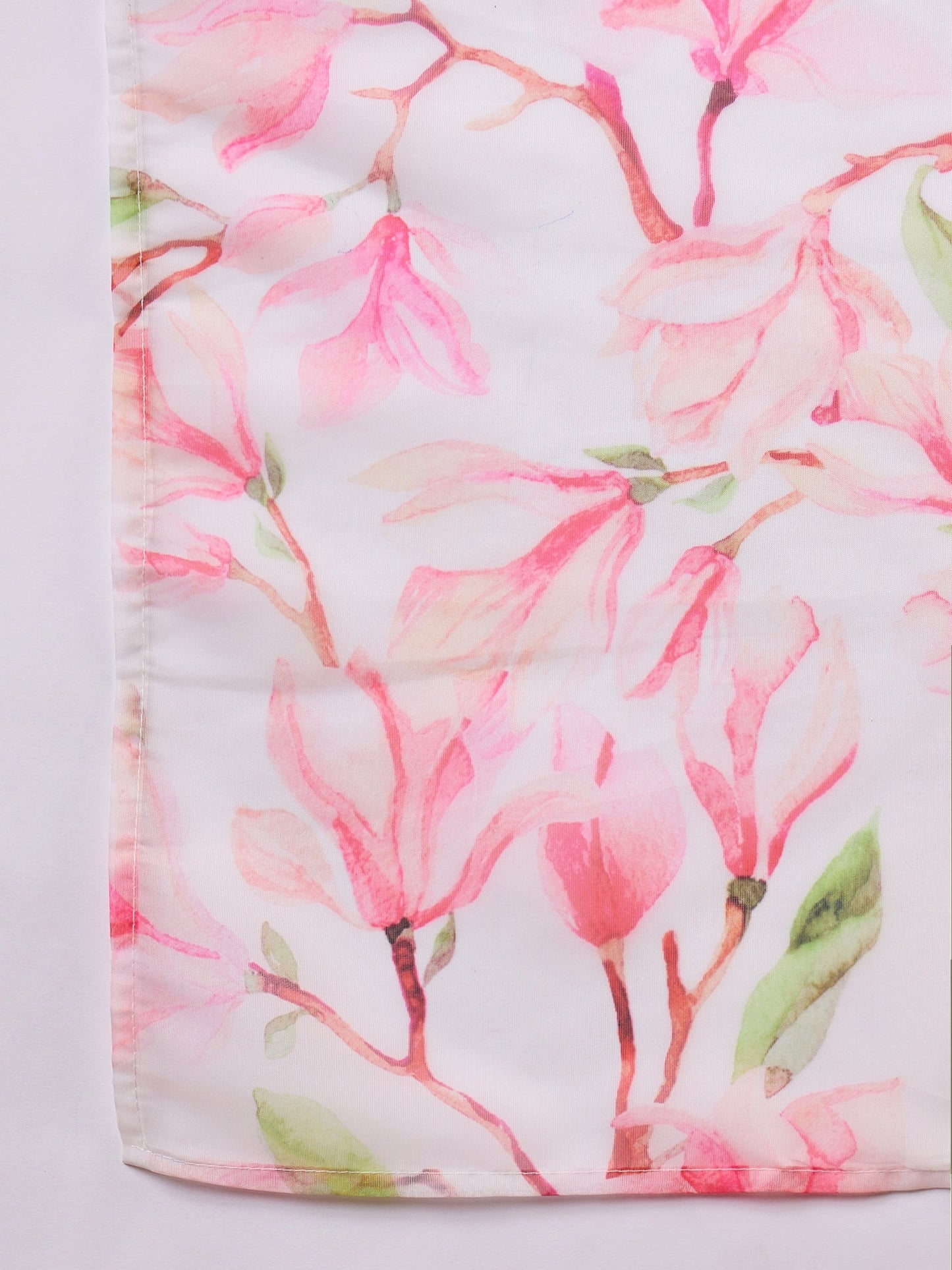InWeave White Peach Floral Print Organza Dupatta - Distacart