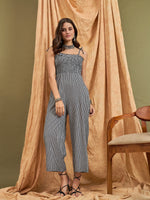 Thumbnail for InWeave Black Small Check Strappy Jumpsuit