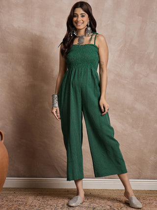 InWeave Green Kantha Strappy Jumpsuit