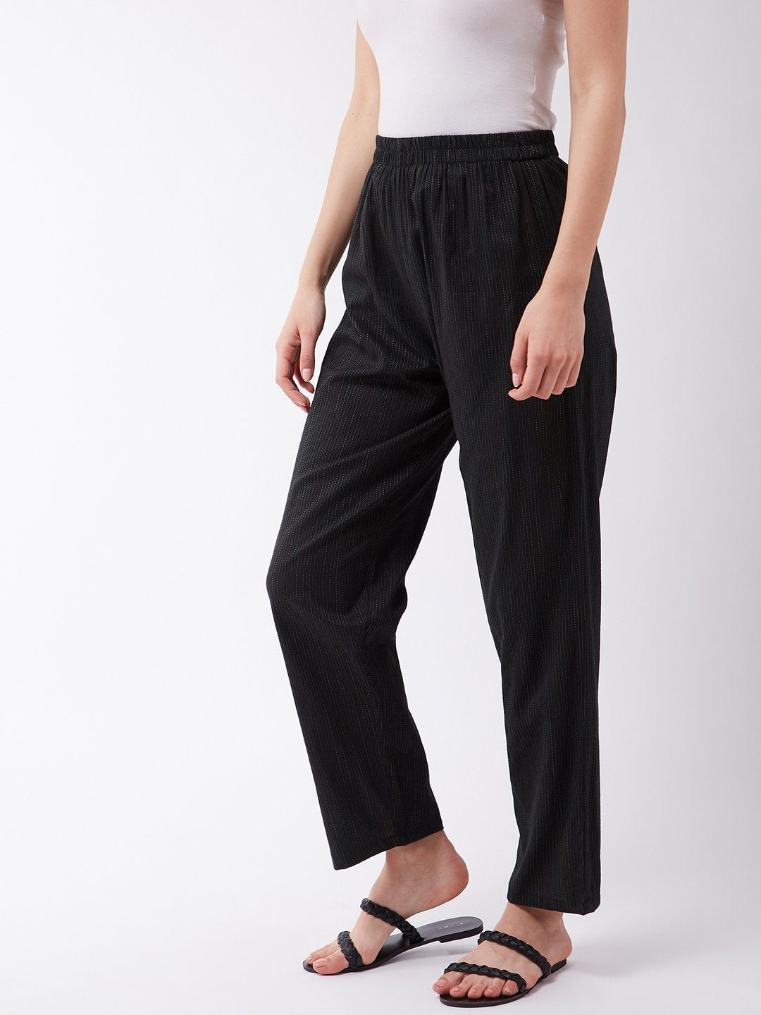 InWeave Black Kantha Pant - Distacart