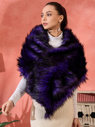 InWeave Purple Black Faux Fur Cape