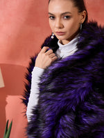 Thumbnail for InWeave Purple Black Faux Fur Cape