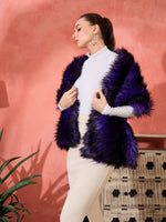 Thumbnail for InWeave Purple Black Faux Fur Cape