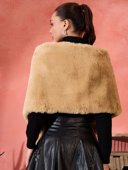 InWeave Beige Rabit Faux Fur Cape - Distacart