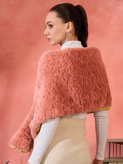 InWeave Coral Rabbit Faux Fur Cape - Distacart