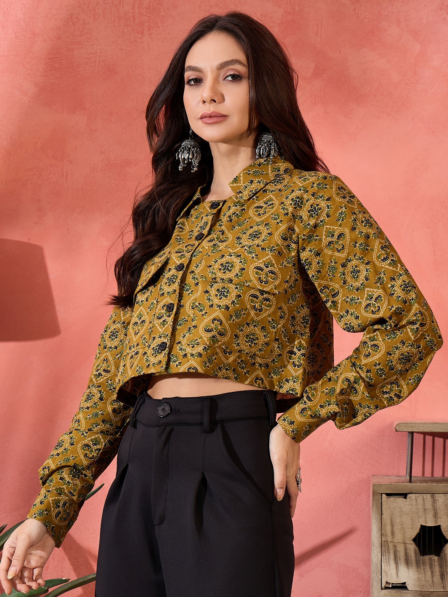 InWeave Dark Yellow Kalamkari Pocket Jacket - Distacart