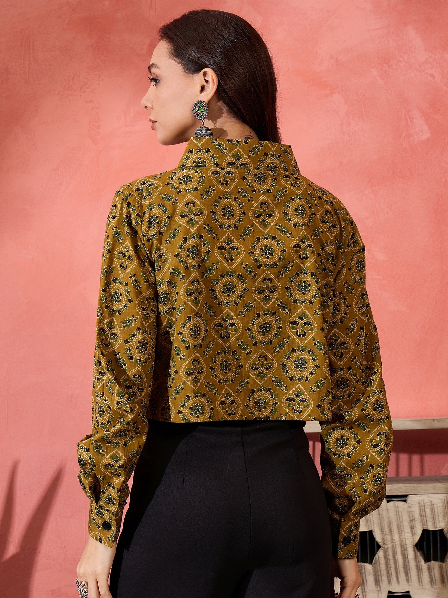 InWeave Dark Yellow Kalamkari Pocket Jacket