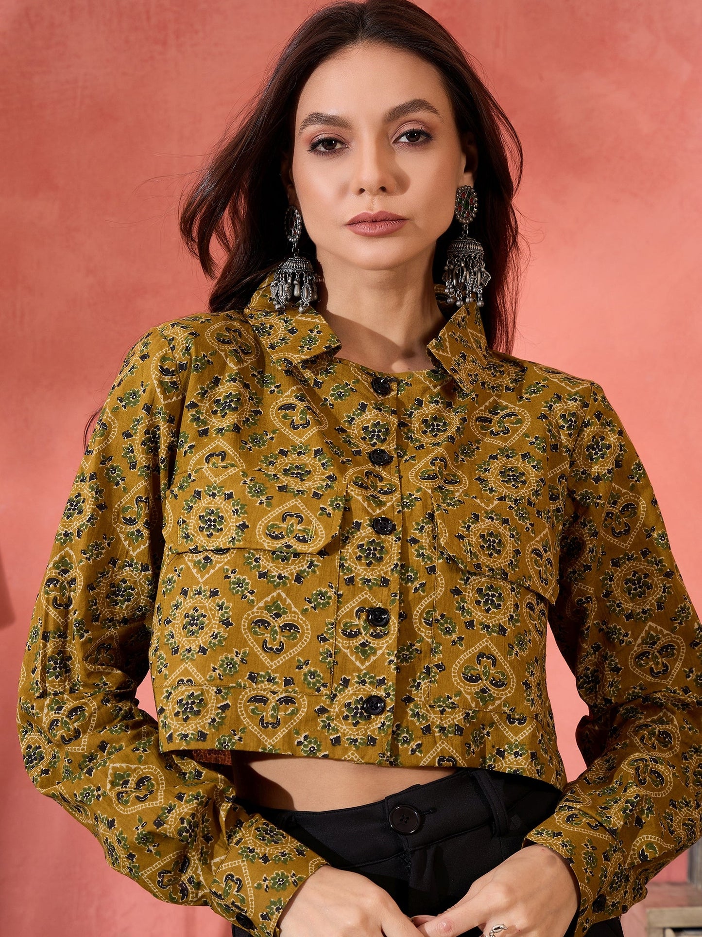 InWeave Dark Yellow Kalamkari Pocket Jacket - Distacart