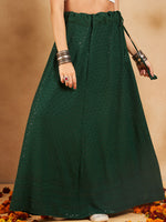 Thumbnail for InWeave Green Chikankari Skirt - Distacart