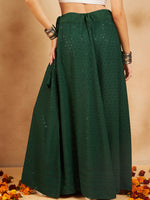 Thumbnail for InWeave Green Chikankari Skirt - Distacart