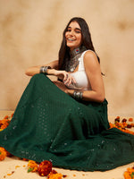 Thumbnail for InWeave Green Chikankari Skirt - Distacart