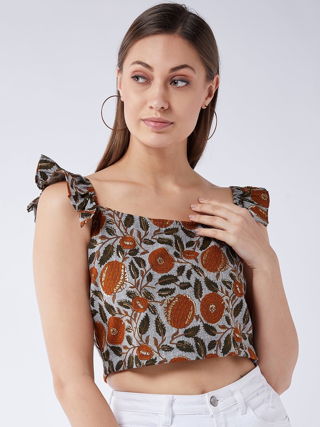 InWeave Slate Gray Crop Top - Distacart