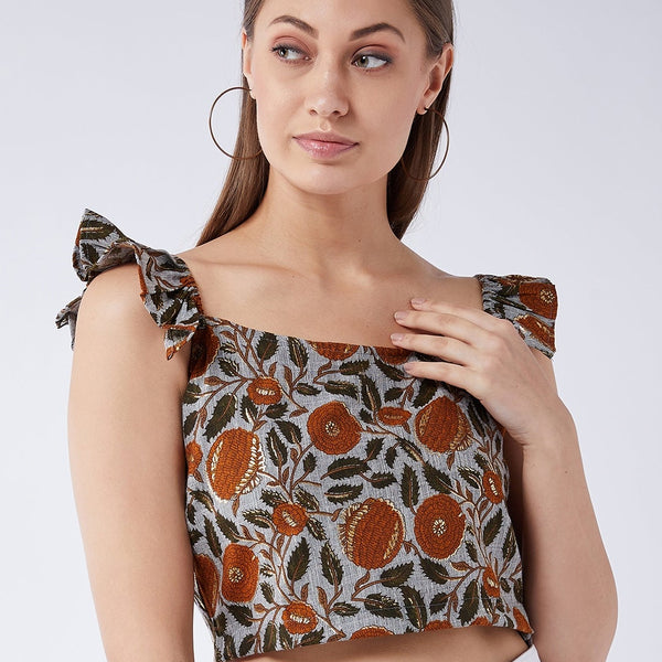 InWeave Slate Gray Crop Top - Distacart