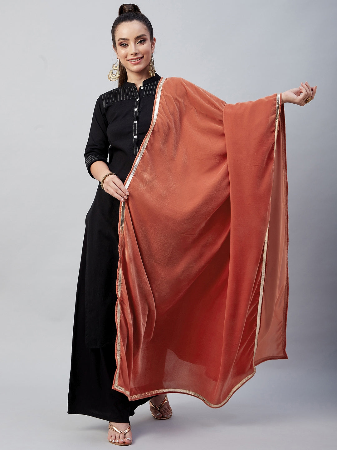 InWeave Rust Solid Velvet Shawl - Distacart
