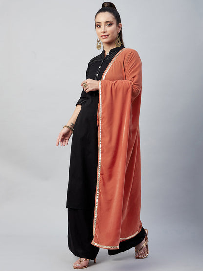 InWeave Rust Solid Velvet Shawl - Distacart