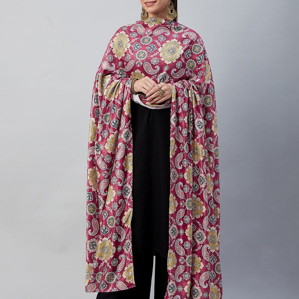 InWeave Red Printed Velvet Shawl - Distacart