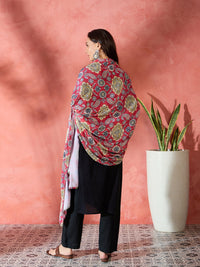 Thumbnail for InWeave Red Printed Velvet Shawl