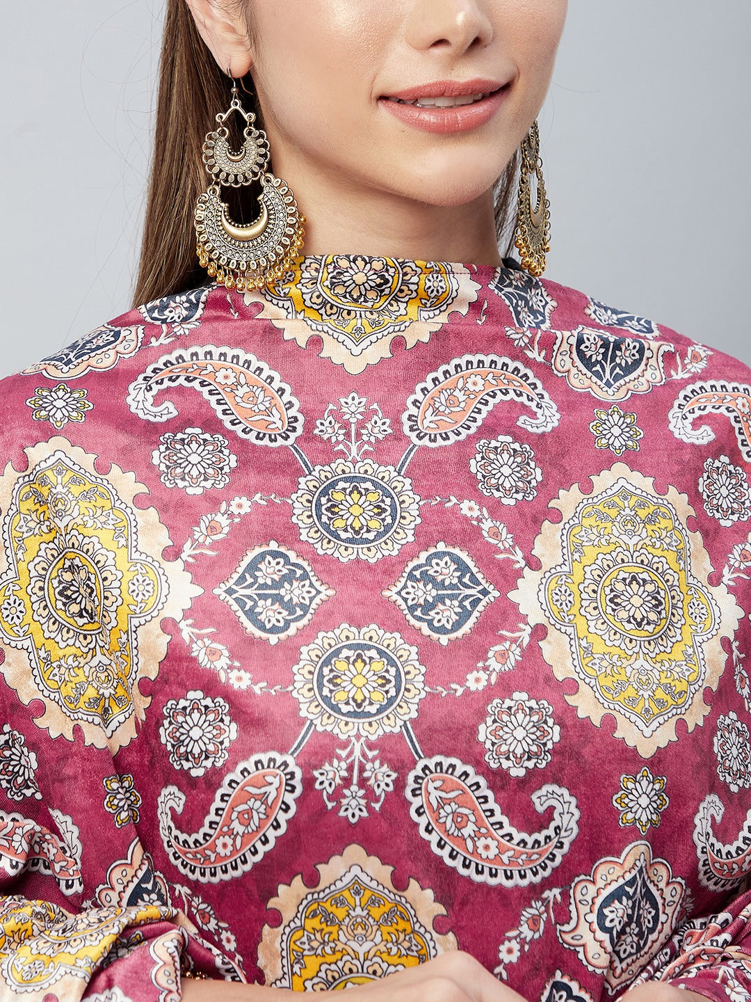 InWeave Red Printed Velvet Shawl - Distacart
