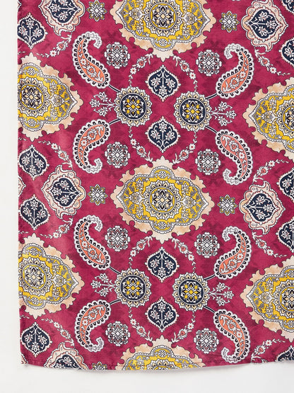 InWeave Red Printed Velvet Shawl - Distacart