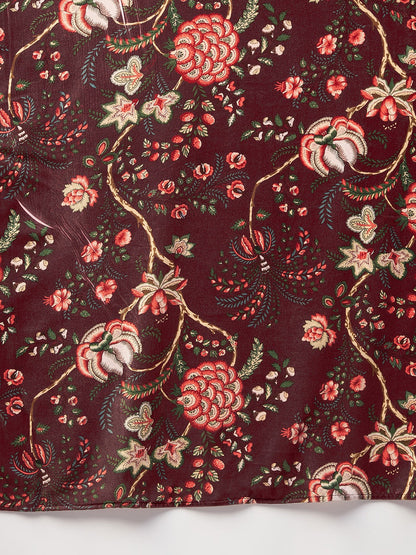 InWeave Maroon Printed Velvet Shawl - Distacart