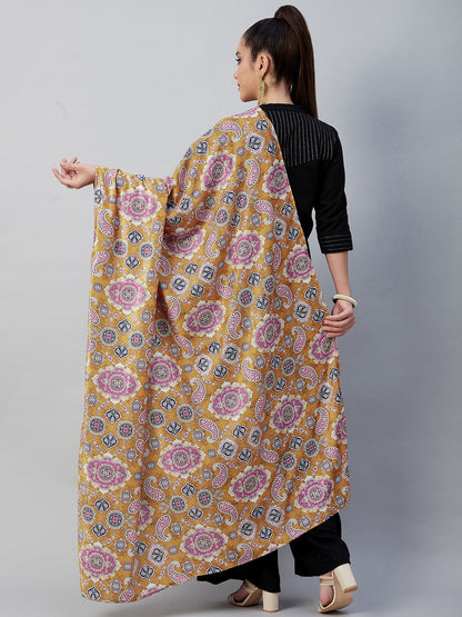 InWeave Yellow Printed Velvet Shawl - Distacart
