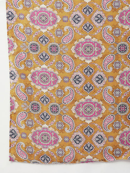 InWeave Yellow Printed Velvet Shawl - Distacart