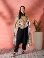 Thumbnail for InWeave Yellow Printed Velvet Shawl