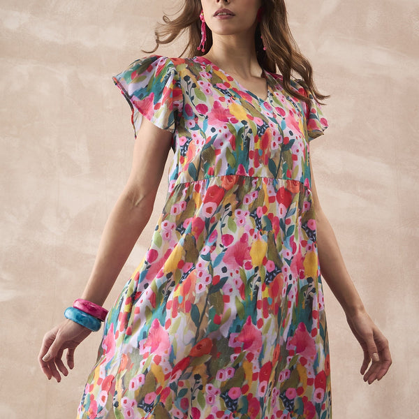 InWeave Multi Flower Short Dress - Distacart