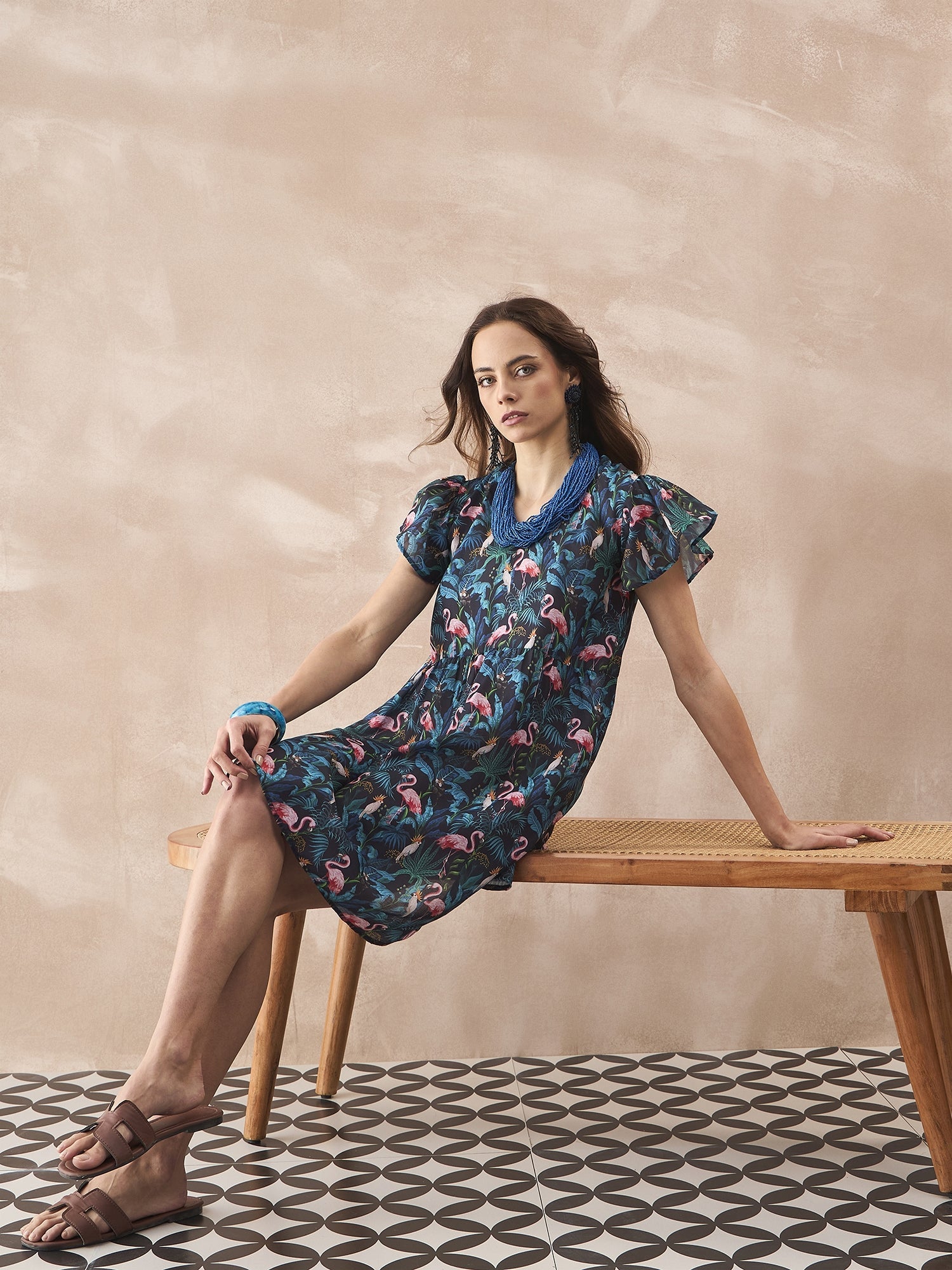 InWeave Black Swan Leaf Short Dress - Distacart