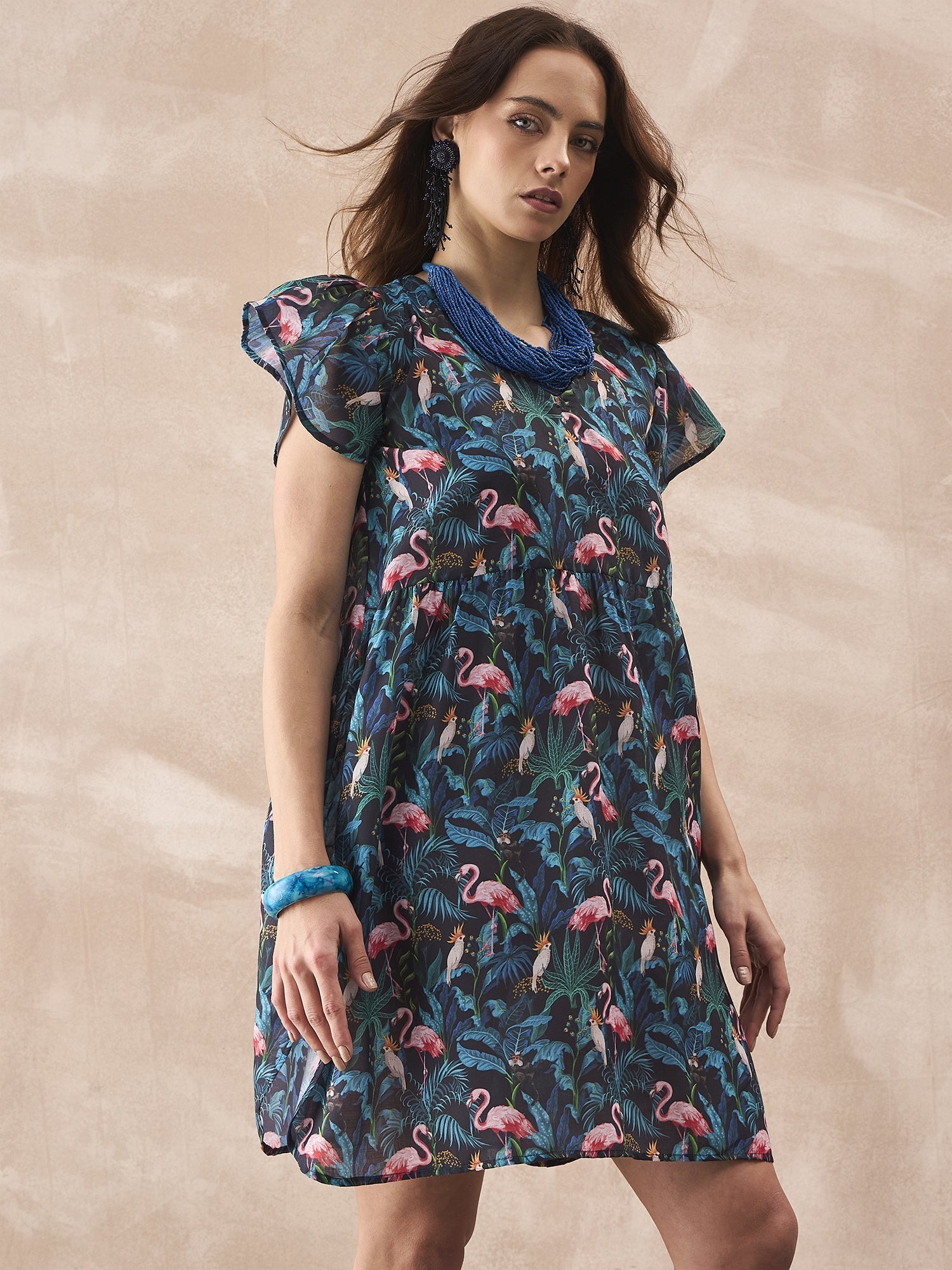 InWeave Black Swan Leaf Short Dress - Distacart