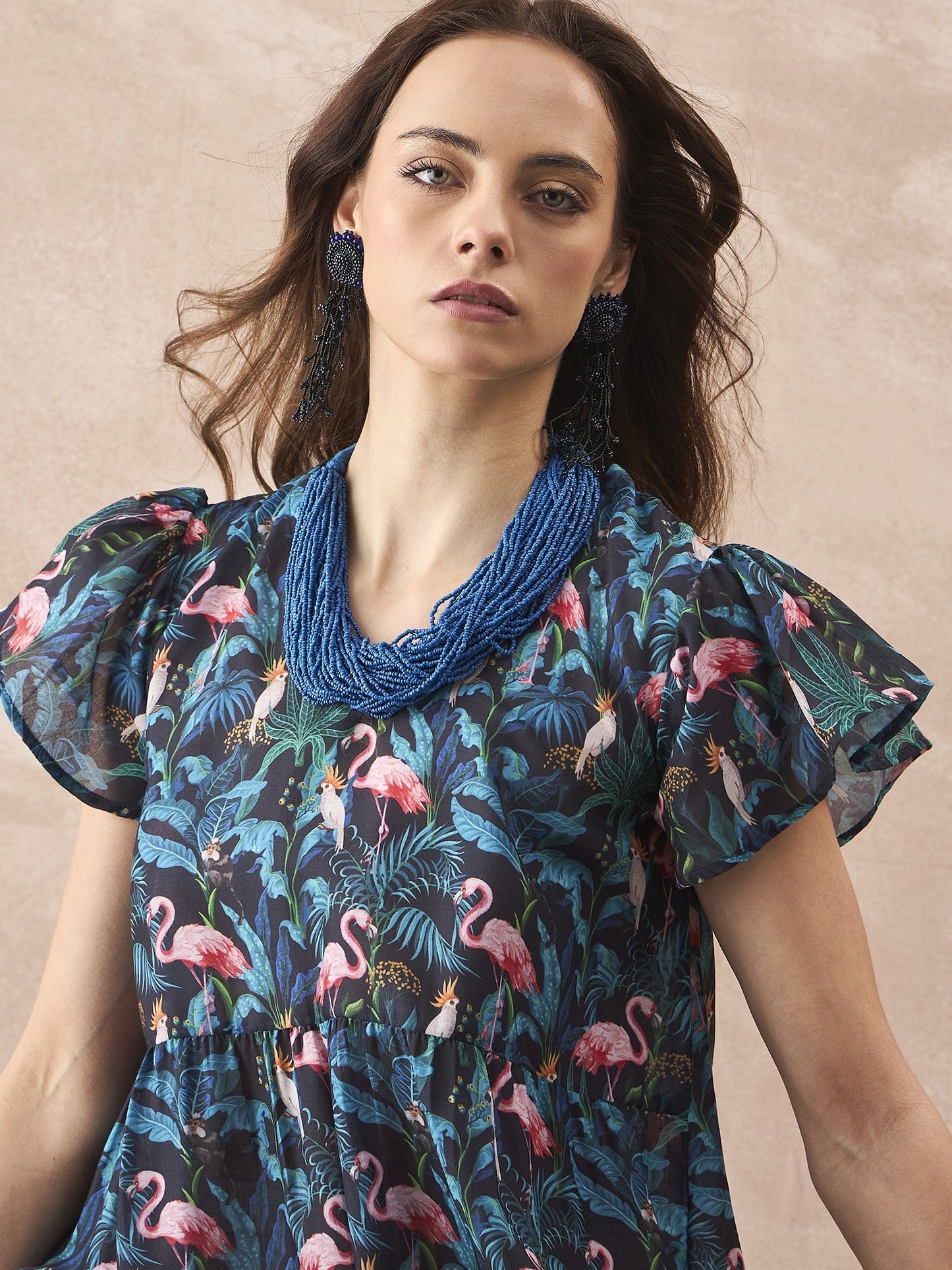 InWeave Black Swan Leaf Short Dress - Distacart
