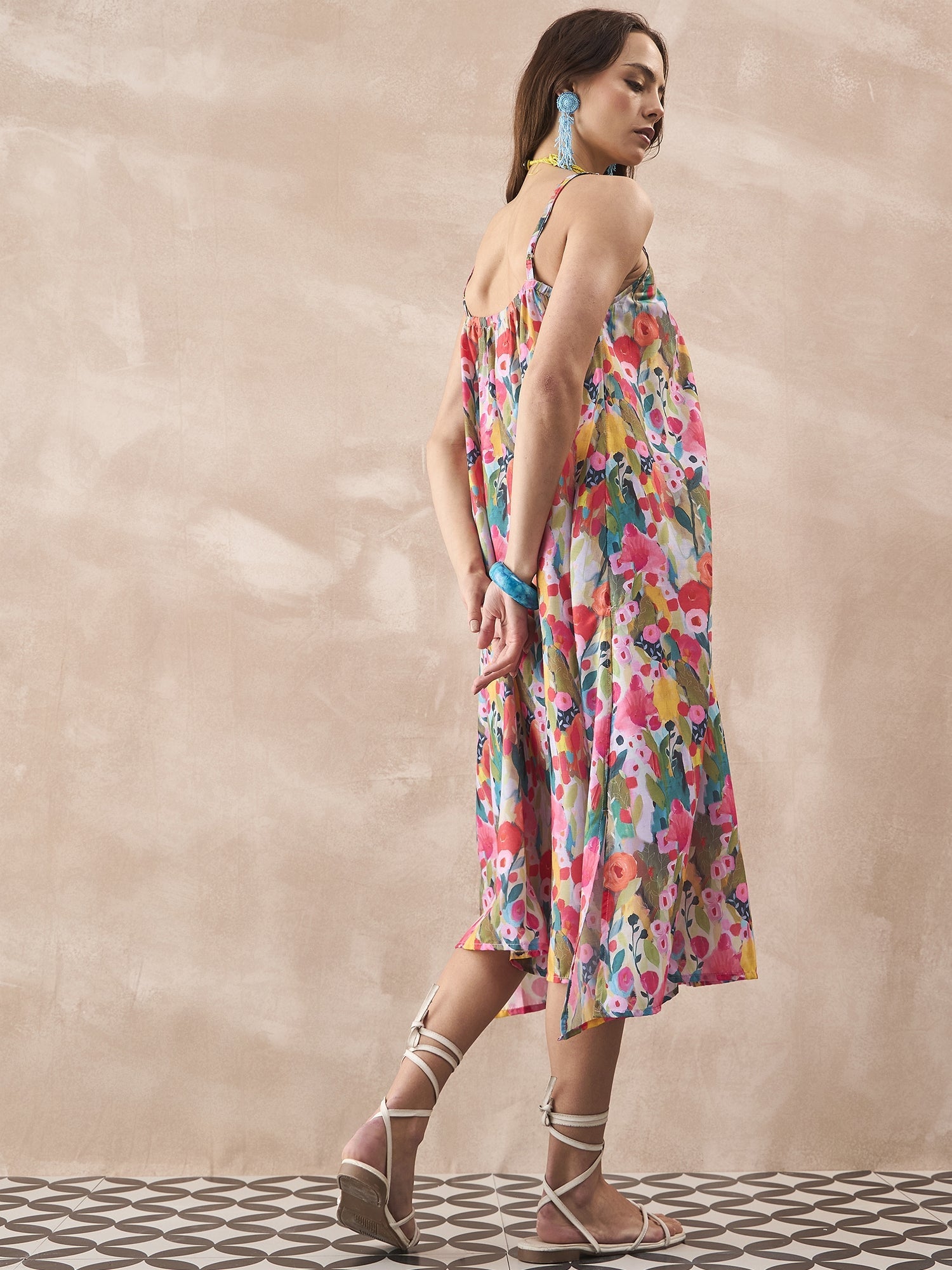 InWeave Multi Flower Strappy Dress - Distacart