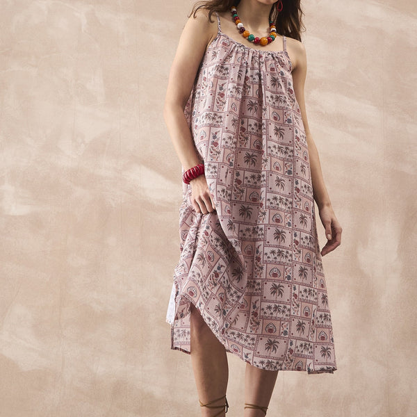 InWeave Ivory Tree Parrot Strappy Dress - Distacart