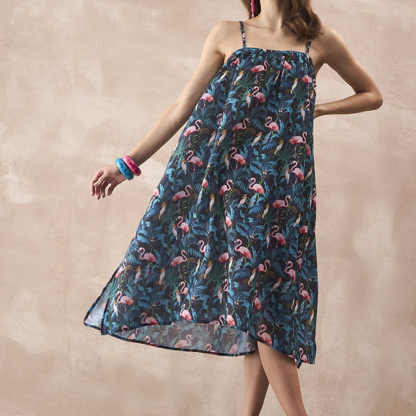 InWeave Black Swan Leaf Strappy Dress - Distacart