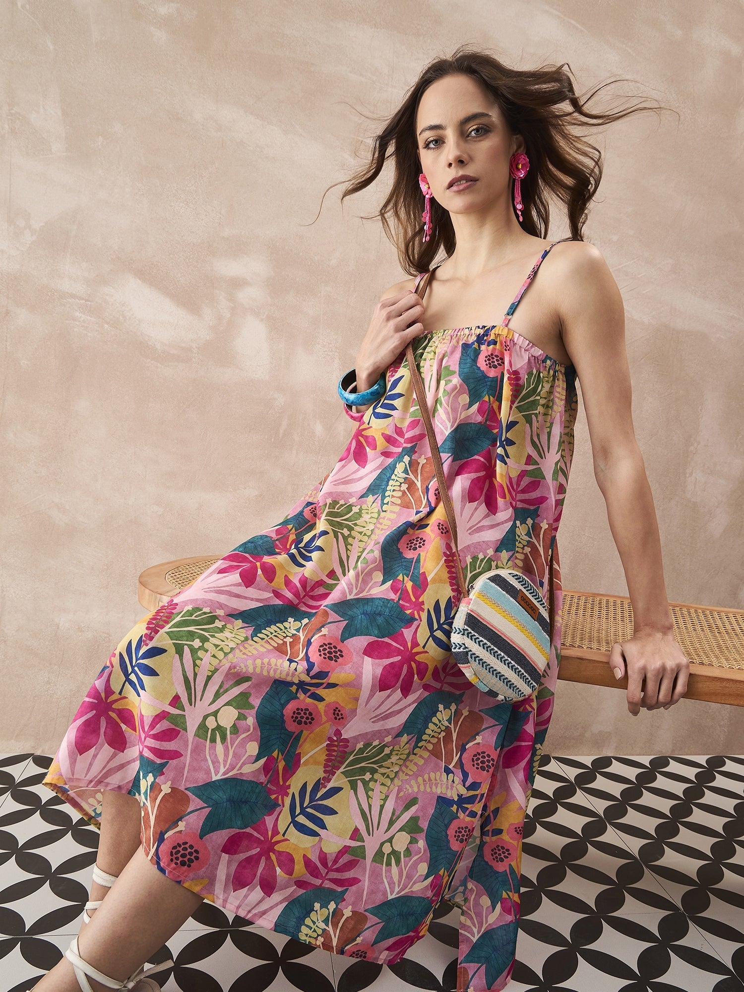 InWeave Leaf Multi Strappy Dress - Distacart