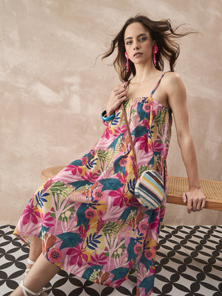 InWeave Leaf Multi Strappy Dress - Distacart