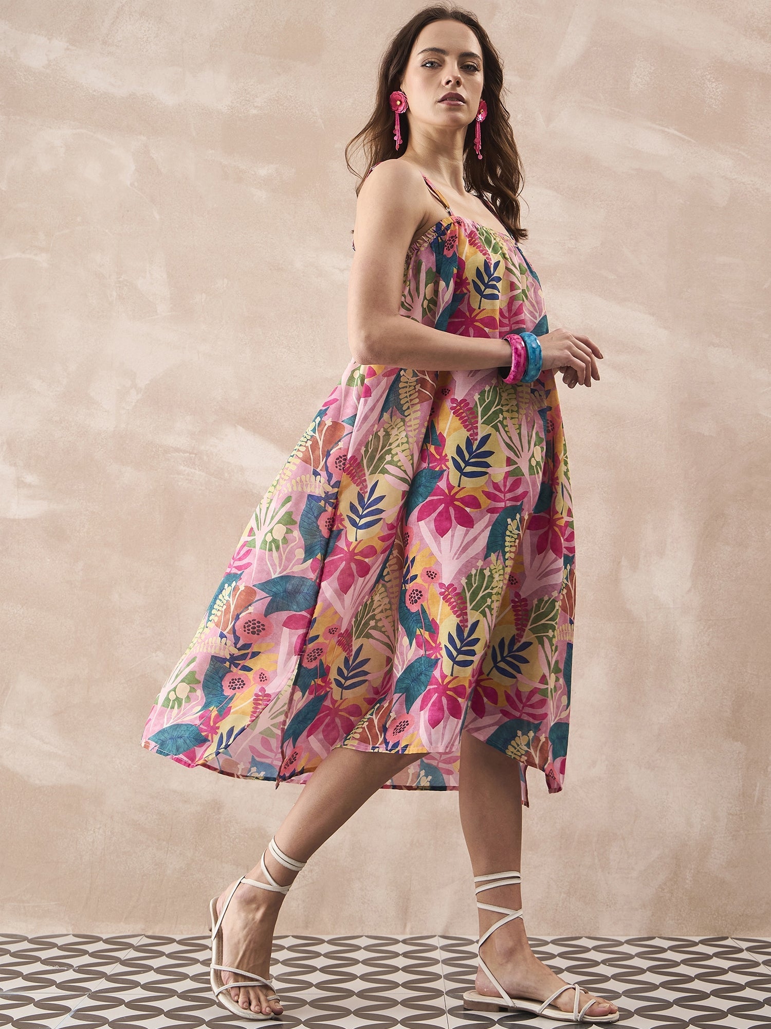 InWeave Leaf Multi Strappy Dress - Distacart