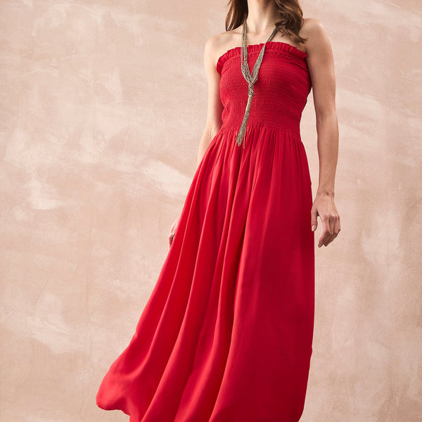 InWeave Red Solid Off Shoulder Dress - Distacart