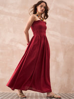 Thumbnail for InWeave Maroon Solid Off Shoulder Dress