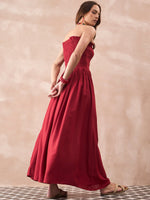 Thumbnail for InWeave Maroon Solid Off Shoulder Dress
