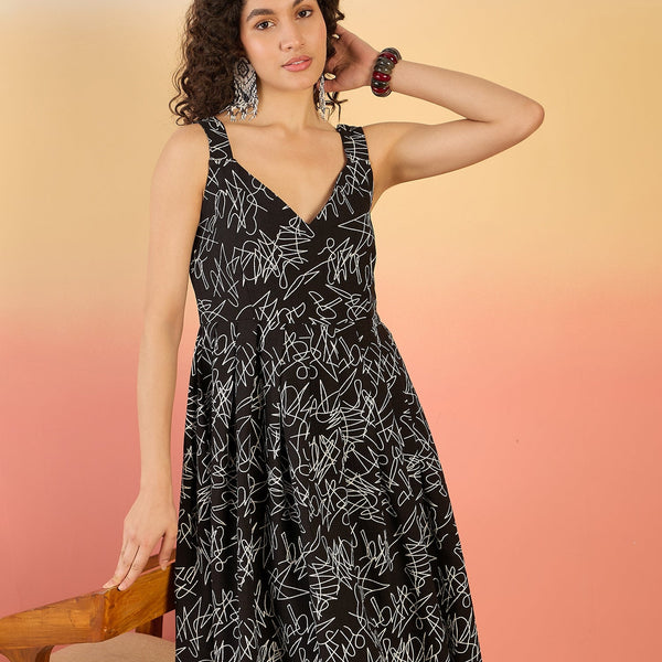 InWeave Black White Rubber Sweetheart Dress - Distacart