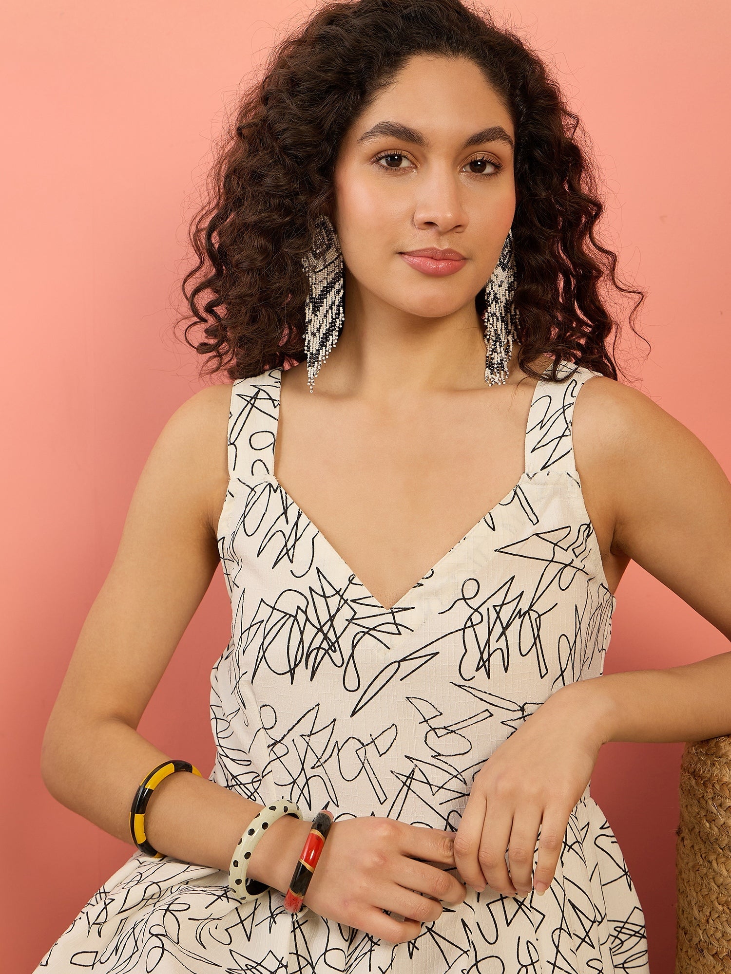 InWeave White Black Rubber Sweetheart Dress - Distacart