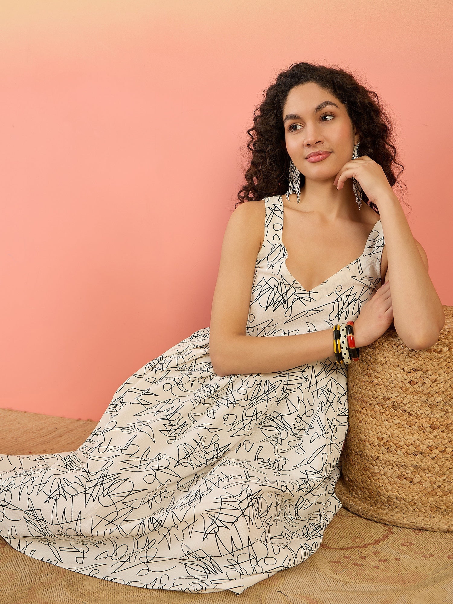 InWeave White Black Rubber Sweetheart Dress - Distacart