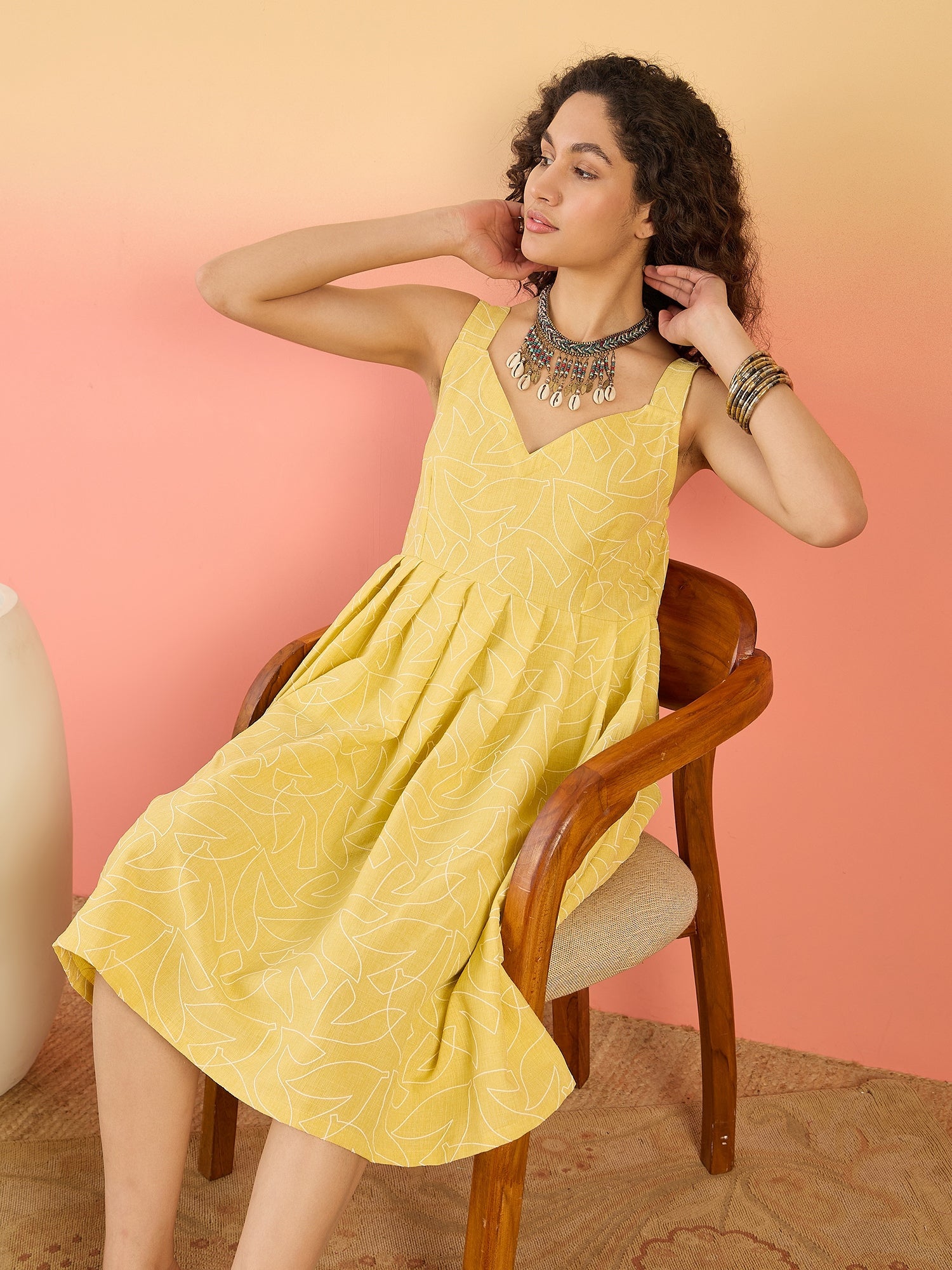 InWeave Light Yellow Rubber Sweetheart Dress - Distacart