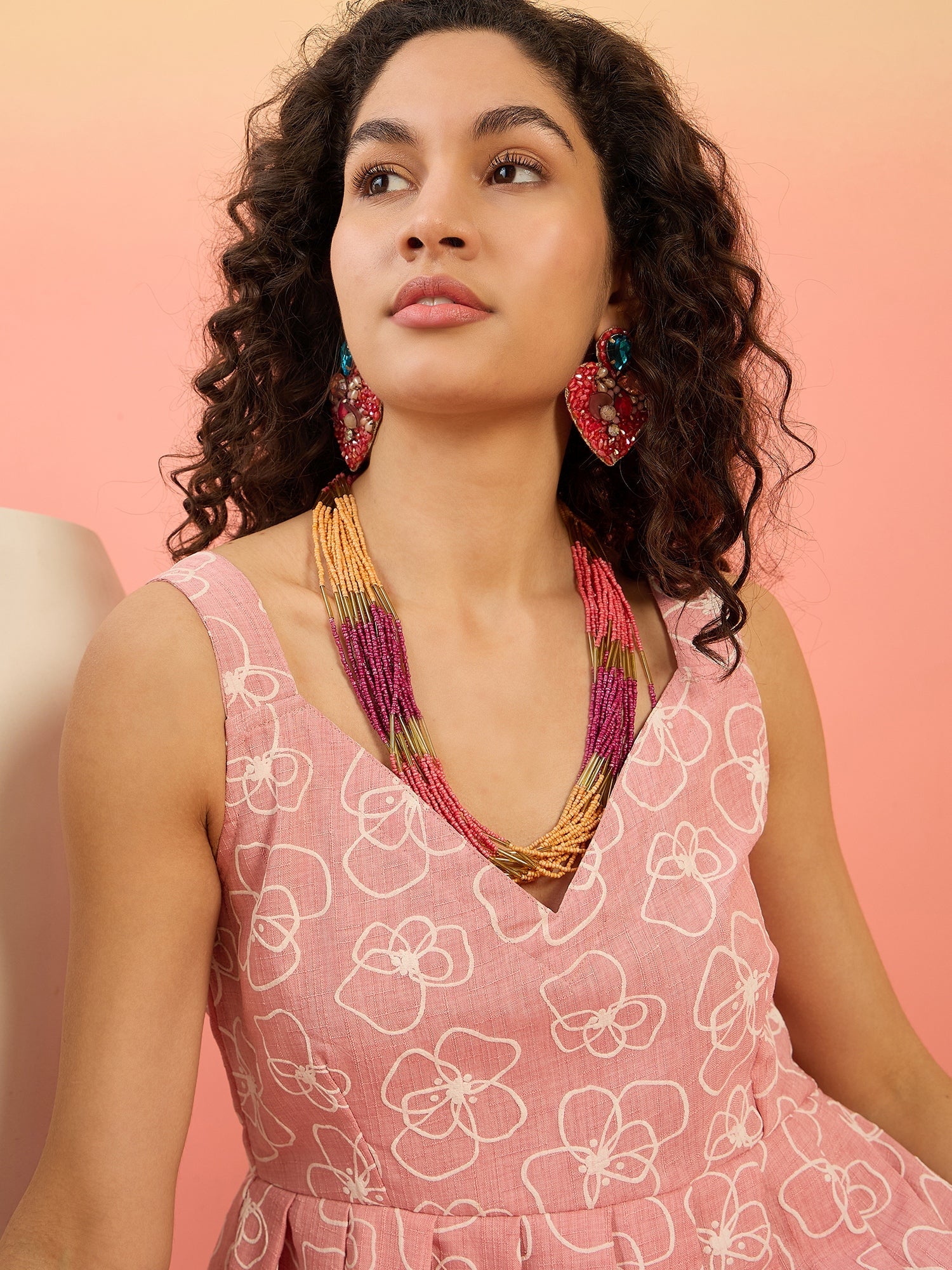 InWeave Pastel Peach Rubber Sweetheart Dress - Distacart